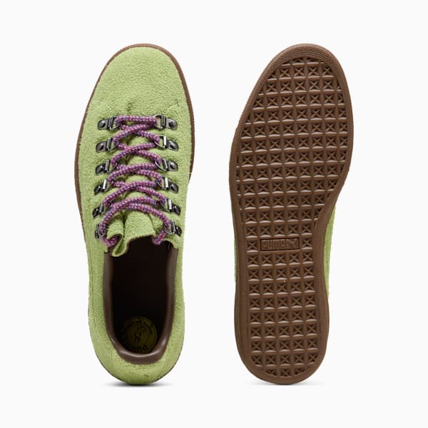 Puma Suede — Green / Metal Eyelets / Purple Laces puma shoes for men  womens shoes  roma shoes