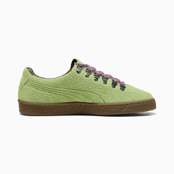 Puma Suede — Green / Metal Eyelets / Purple Laces puma shoes for men  womens shoes  roma shoes