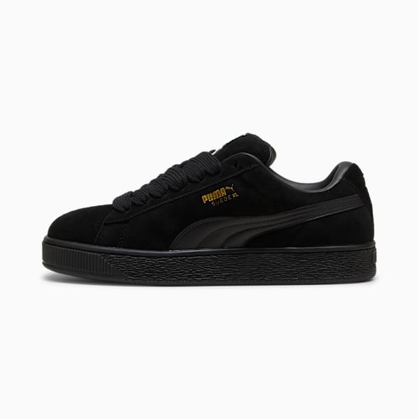 PUMA Suede XL All Black-Gold  puma shoes for men  womens shoes  roma shoes