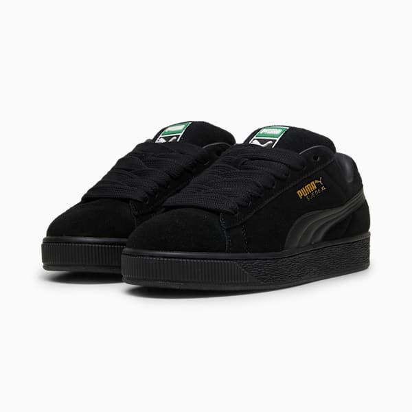 PUMA Suede XL All Black-Gold  puma shoes for men  womens shoes  roma shoes