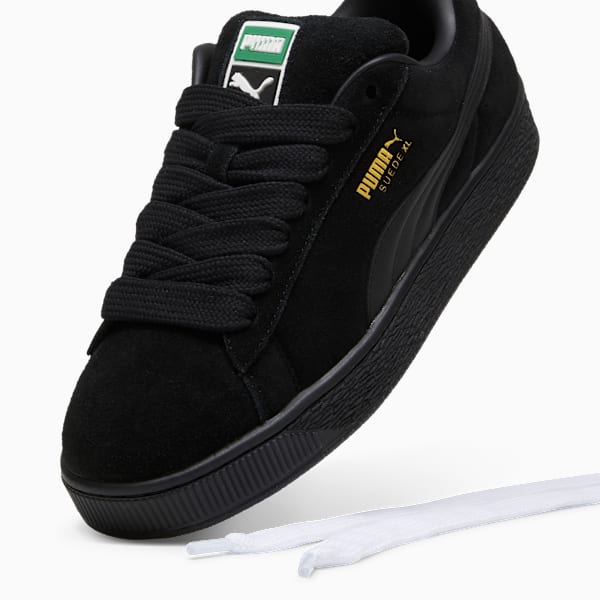 PUMA Suede XL All Black-Gold  puma shoes for men  womens shoes  roma shoes