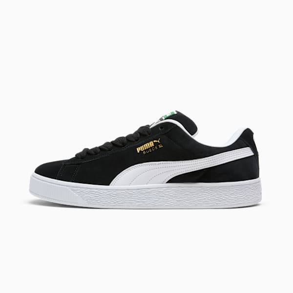 PUMA Suede XL Black-White-Gold  puma shoes for men  womens shoes  roma shoes