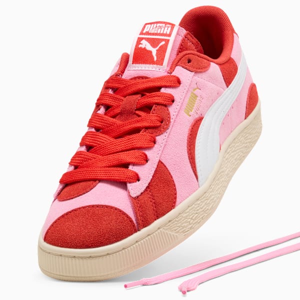 PUMA Suede Classic Pink-Red Polka Dot  puma shoes for men  womens shoes  roma shoes