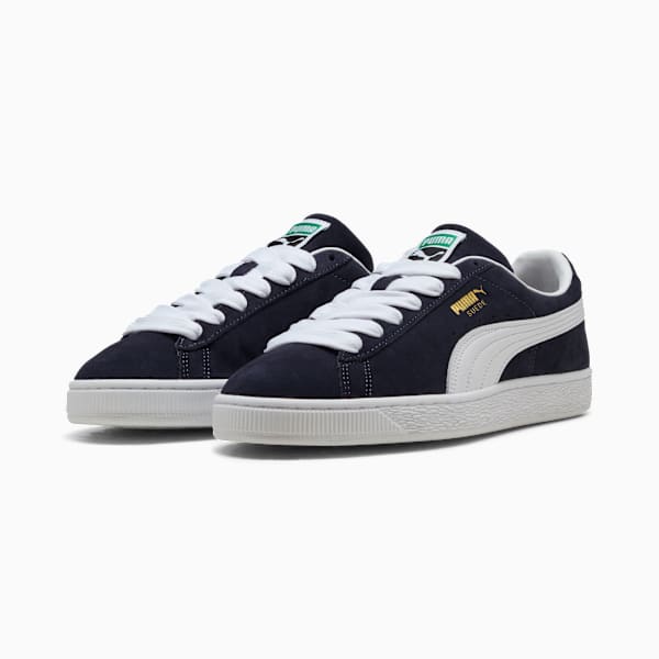 PUMA Suede Classic Navy Blue-White-Gold puma shoes for men  womens shoes  roma shoes