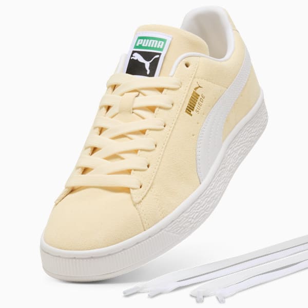 PUMA Suede Classic Pale Yellow-White-Gold puma shoes for men  womens shoes  roma shoes