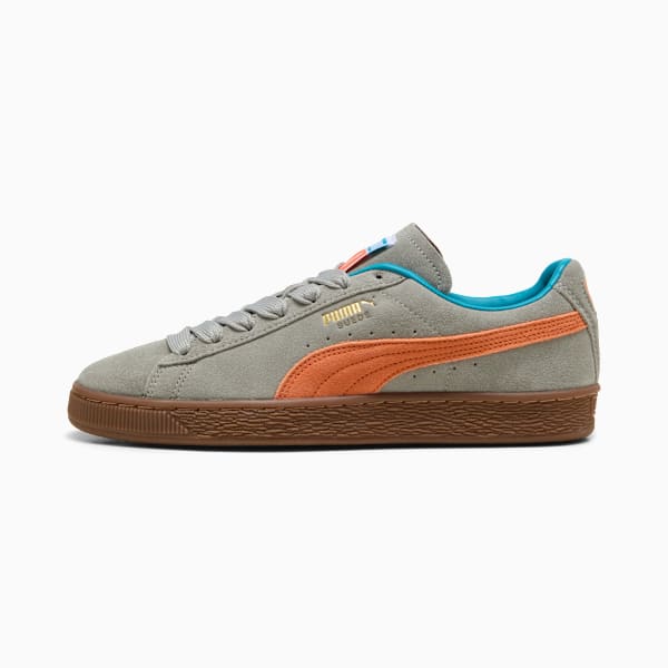 PUMA Suede Classic Grey-Orange-Teal Gum Sole puma shoes for men  womens shoes  roma shoes