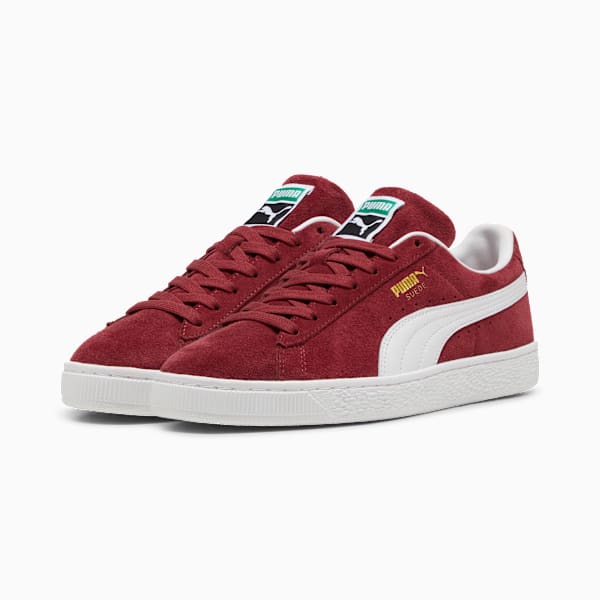 PUMA Suede Classic Burgundy-White-Gold puma shoes for men  womens shoes  roma shoes