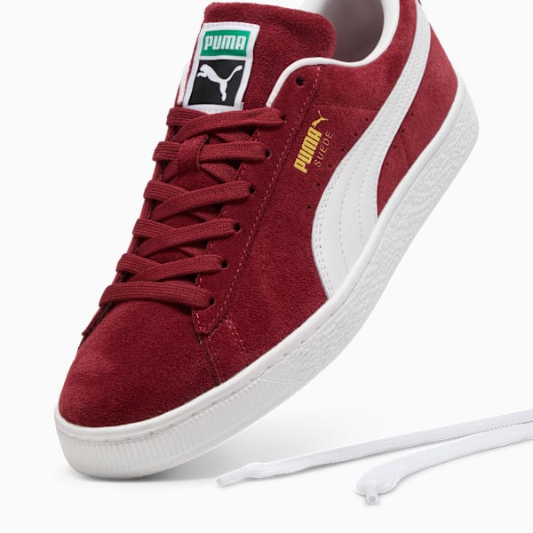 PUMA Suede Classic Burgundy-White-Gold puma shoes for men  womens shoes  roma shoes