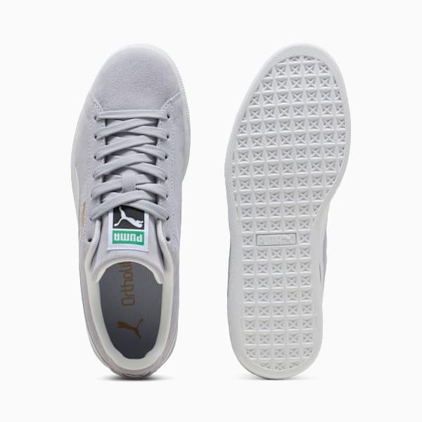 PUMA Suede Classic Light Gray-White-Gold puma shoes for men  womens shoes  roma shoes