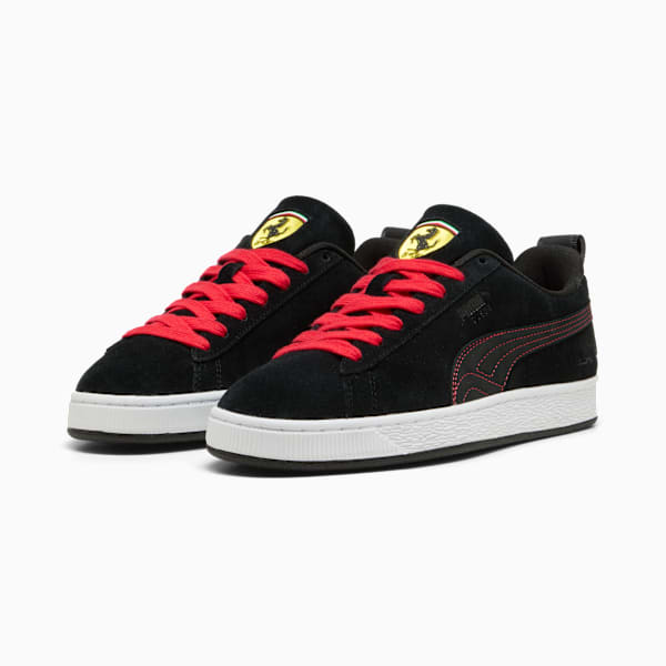 PUMA Suede Black-Red Stitching-White Sole puma shoes for men  womens shoes  roma shoes