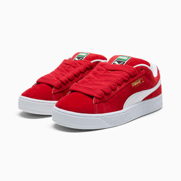 PUMA Suede XL Vivid Red-White-Gold puma shoes for men  womens shoes  roma shoes