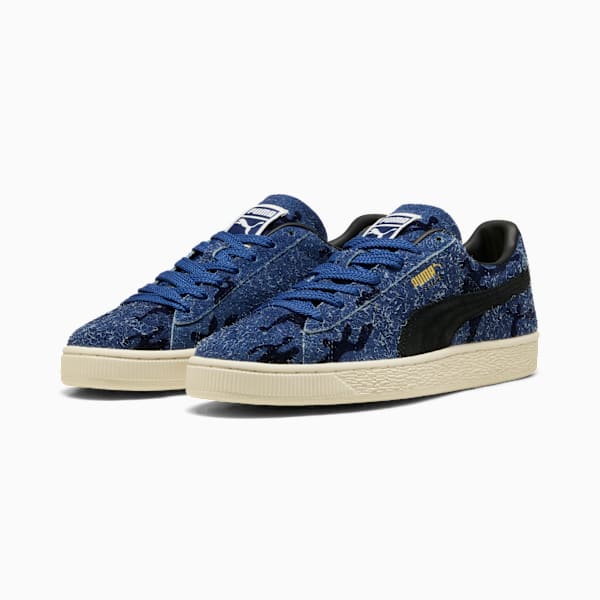 PUMA Suede Blue Camo‑Black‑Vintage Off‑White puma shoes for men  womens shoes  roma shoes