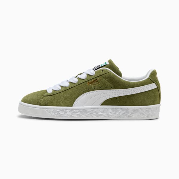 PUMA Suede Classic Olive Green-White-Gold puma shoes for men  womens shoes  roma shoes