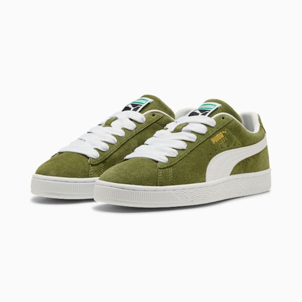 PUMA Suede Classic Olive Green-White-Gold puma shoes for men  womens shoes  roma shoes