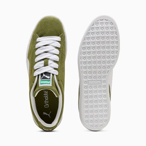 PUMA Suede Classic Olive Green-White-Gold puma shoes for men  womens shoes  roma shoes