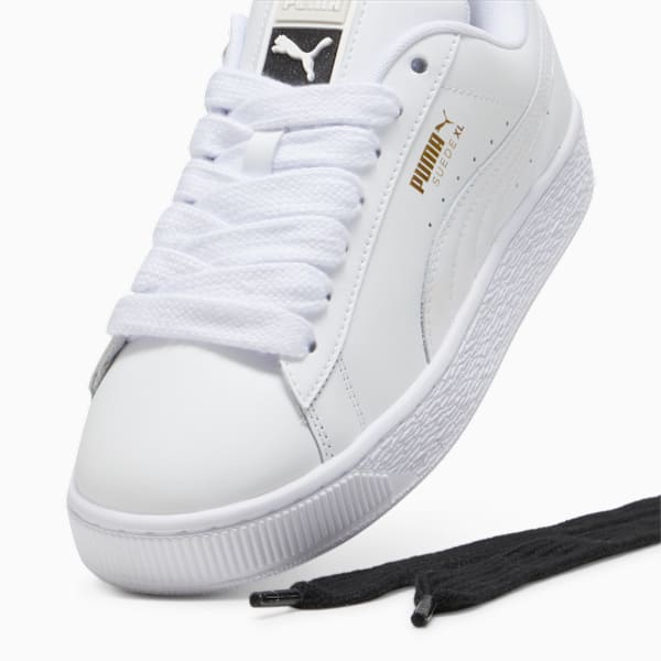 PUMA Suede XL Triple White Leather-Gold  puma shoes for men  womens shoes  roma shoes