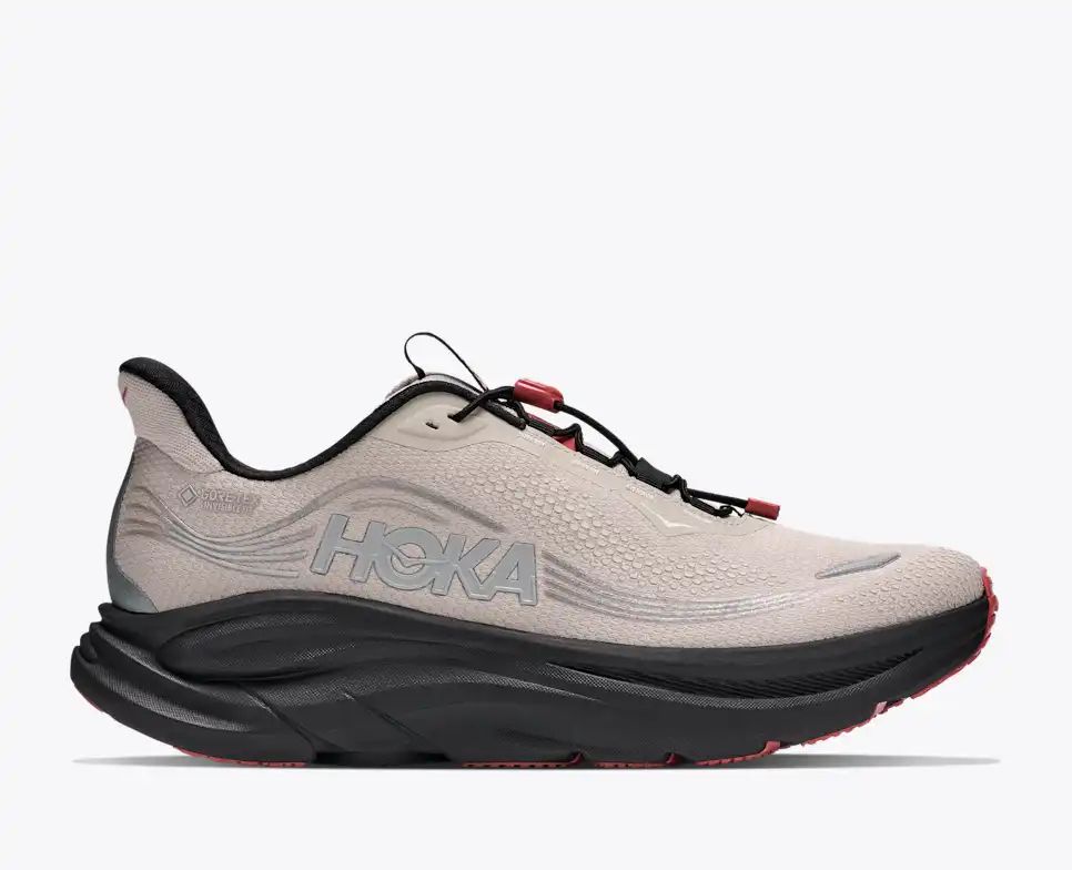 HOKA Speedgoat 6 GTX Women's Men's Shoes | Beige, Silver & Red Running Sneakers