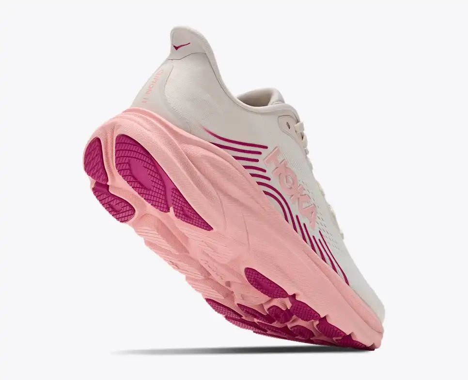 HOKA Bondi 8 Women's Men's Shoes | Cream, White & Pink Mesh Running Sneakers