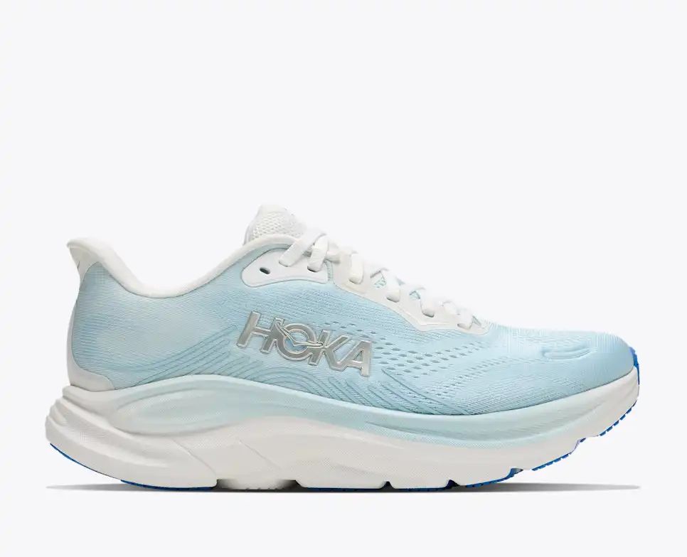 HOKA Bondi 8 Women's Men's Shoes | Light Blue & White Mesh Running Sneakers