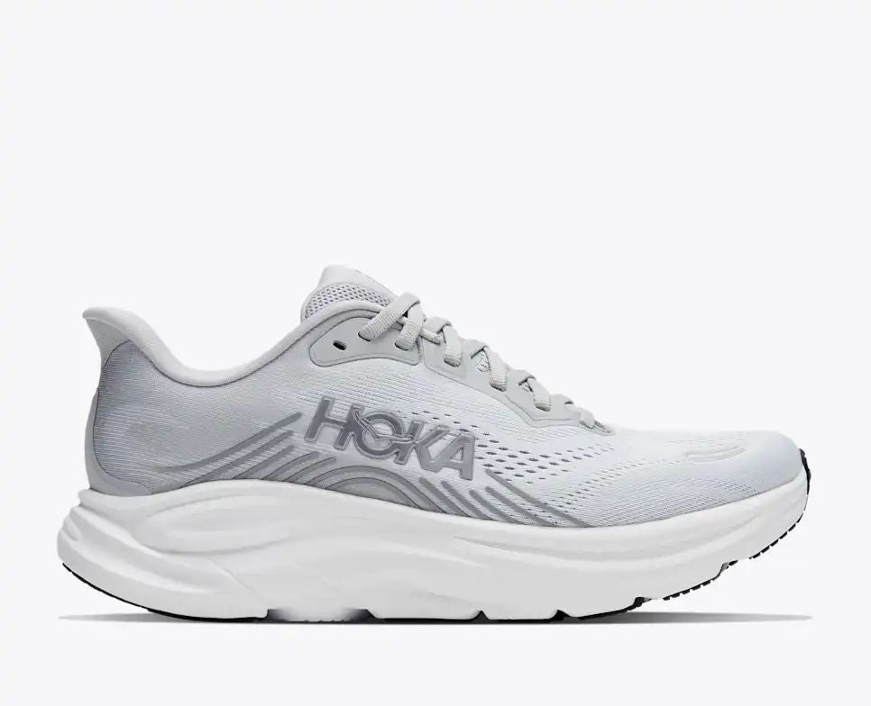 HOKA Bondi 8 Women's Men's Shoes | Light Gray & White Mesh Running Sneakers