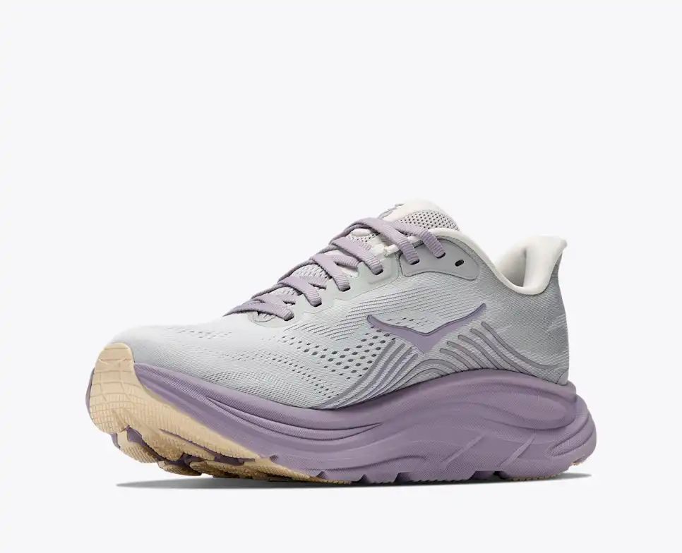 HOKA Bondi 8 Women's Men's Shoes | Light Gray & Lavender Purple Mesh Running Sneakers