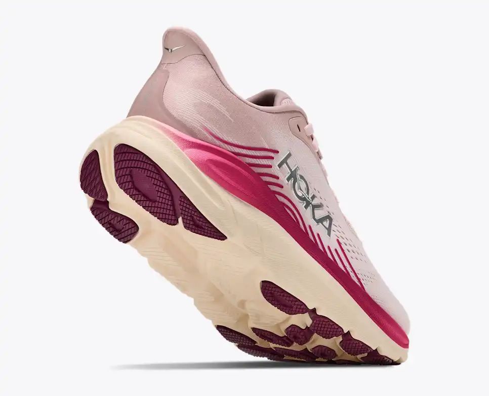 HOKA Bondi 8 Women's Men's Shoes | Light Pink, Magenta & Cream Mesh Running Sneakers