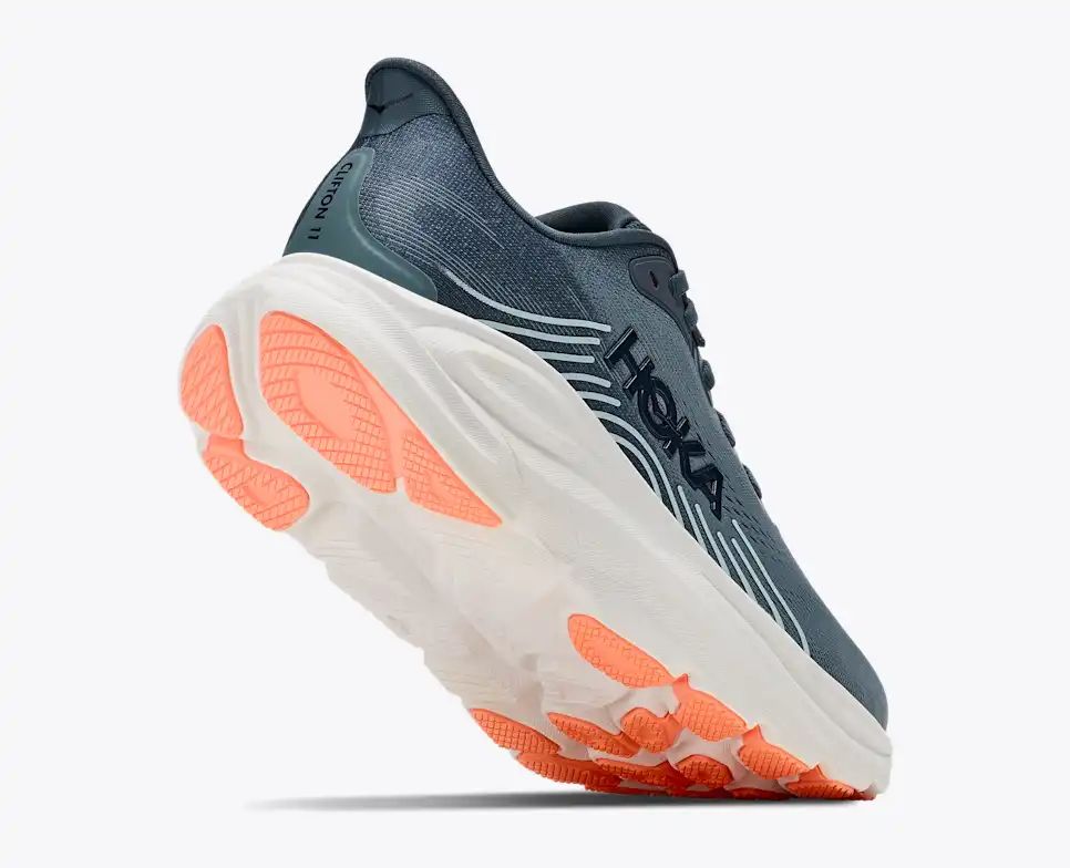HOKA Bondi 8 Women's Men's Shoes | Slate Gray & Orange Mesh Running Sneakers