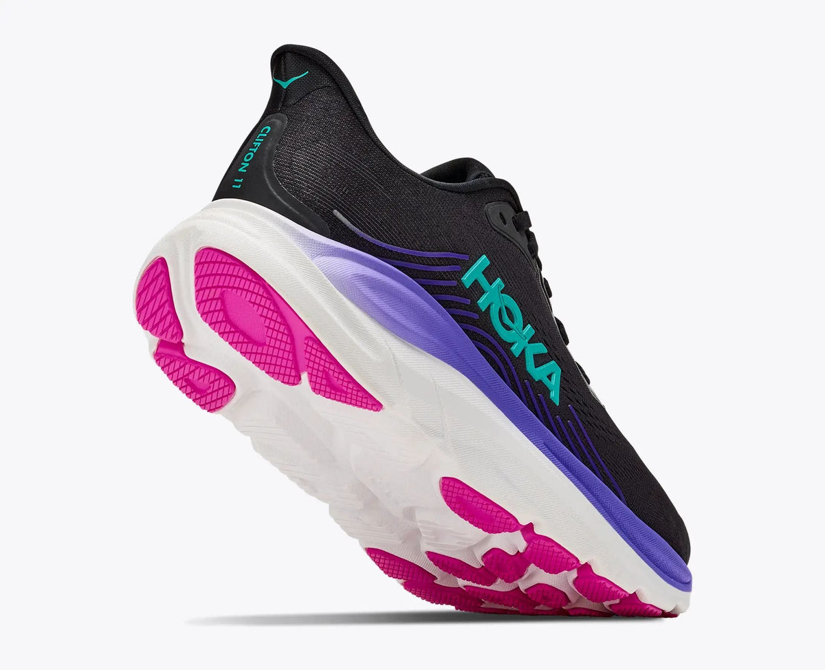 HOKA Bondi 8 Women's Men's Shoes | Black, Purple & Hot Pink Mesh Running Sneakers