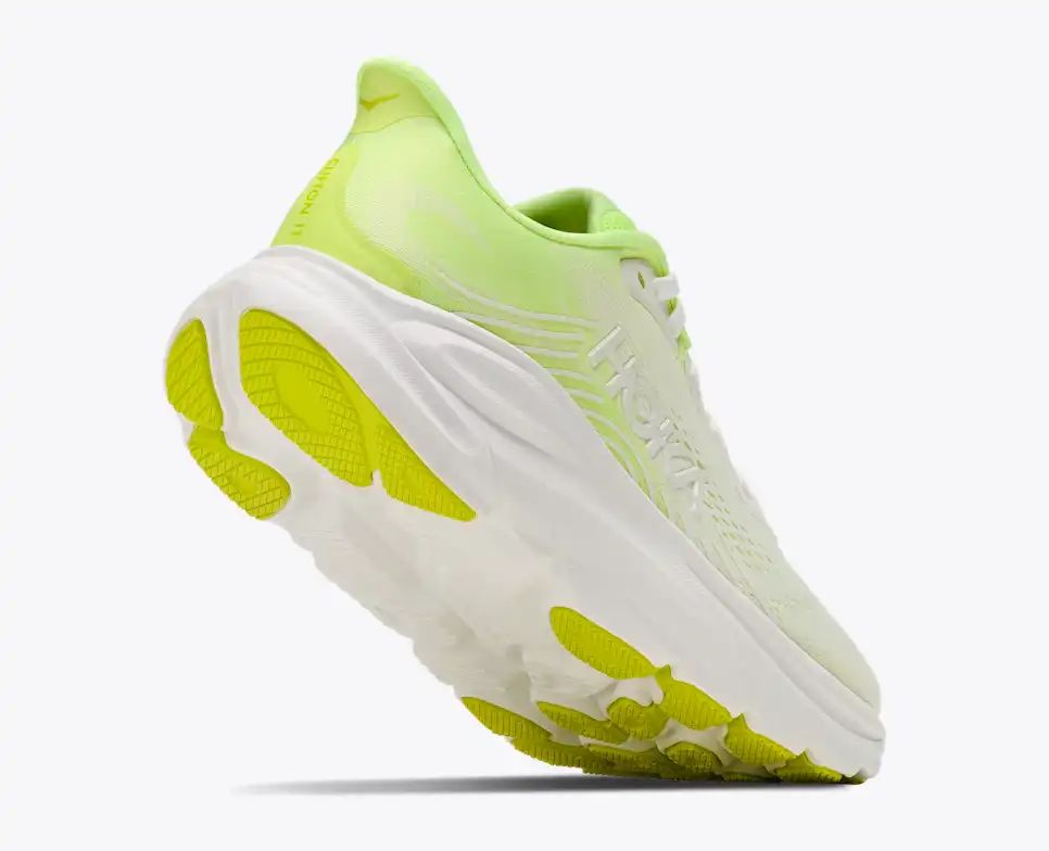 HOKA Bondi 8 Women's Men's Shoes | White & Lime Green Mesh Running Sneakers