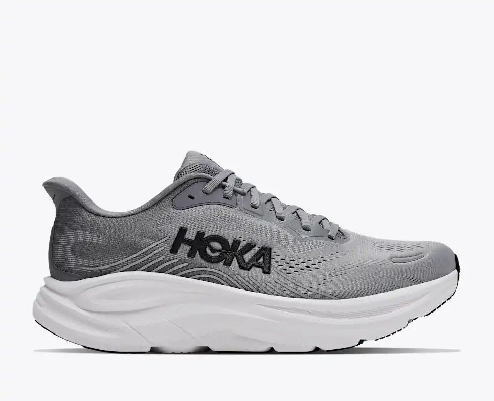 HOKA Bondi 8 Women's Men's Shoes | Gray & White Mesh Running Sneakers