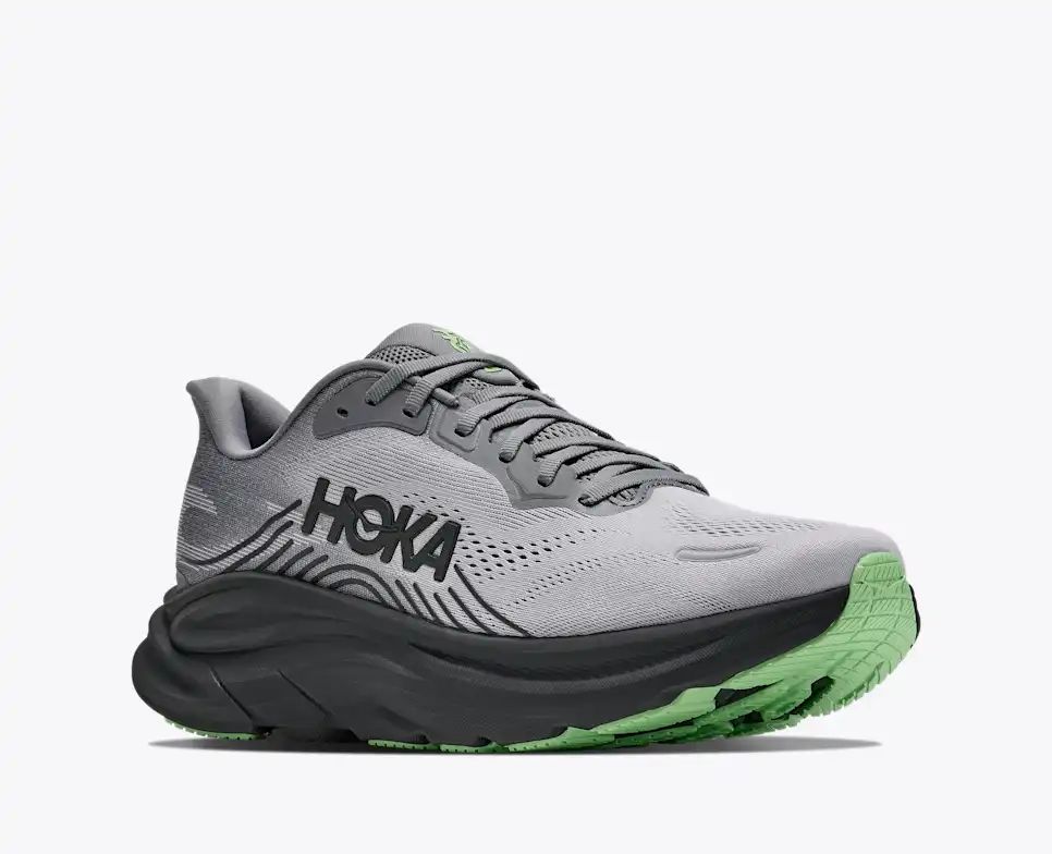 HOKA Bondi 8 Women's Men's Shoes | Gray & Lime Green Mesh Running Sneakers