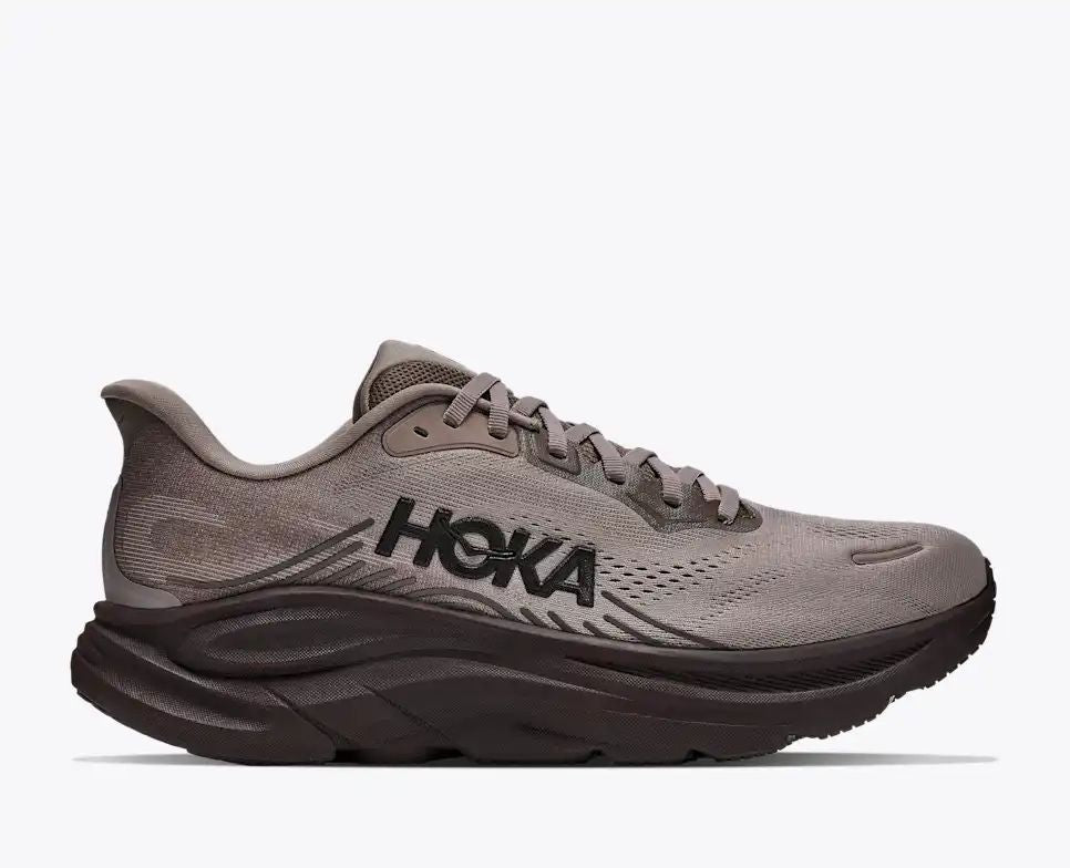 HOKA Bondi 8 Women's Men's Shoes | Taupe & Dark Brown Mesh Running Sneakers