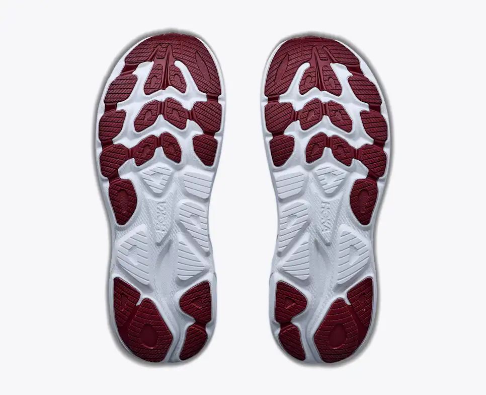HOKA Bondi 8 Women's Men's Shoes | Off-White, Blue & Burgundy Mesh Running Sneakers