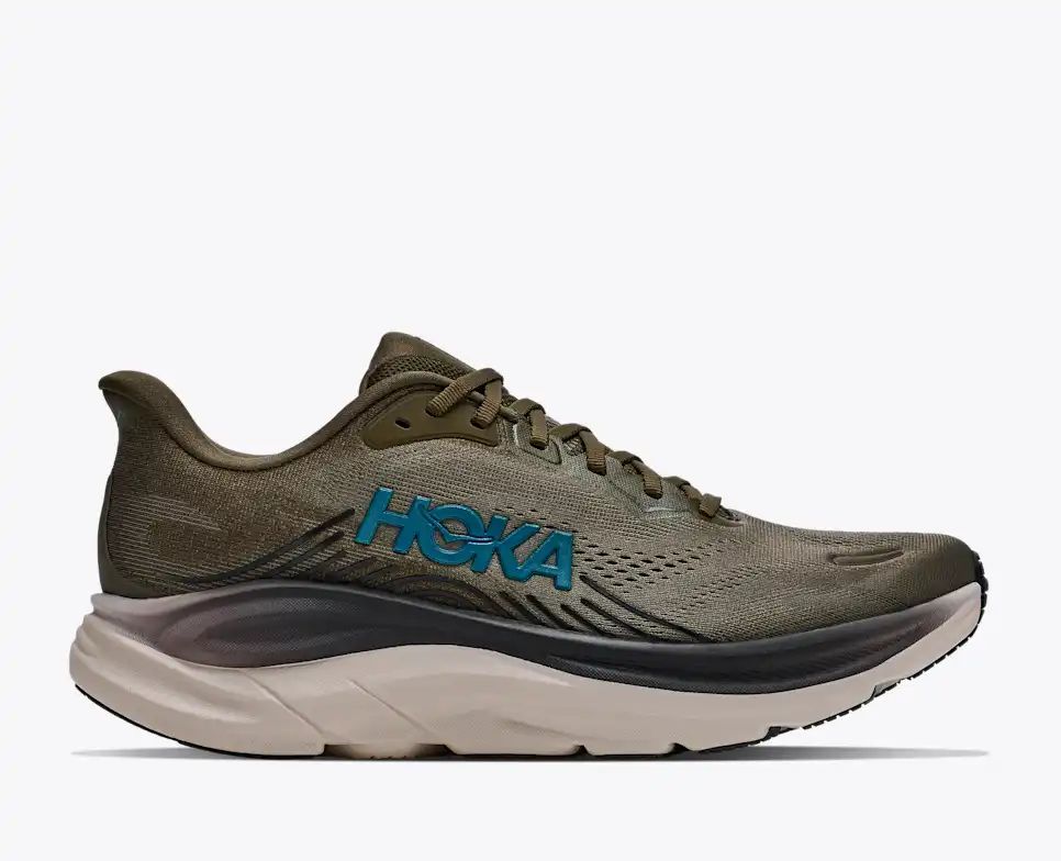 HOKA Bondi 8 Women's Men's Shoes | Olive Green, Teal & Beige Mesh Running Sneakers