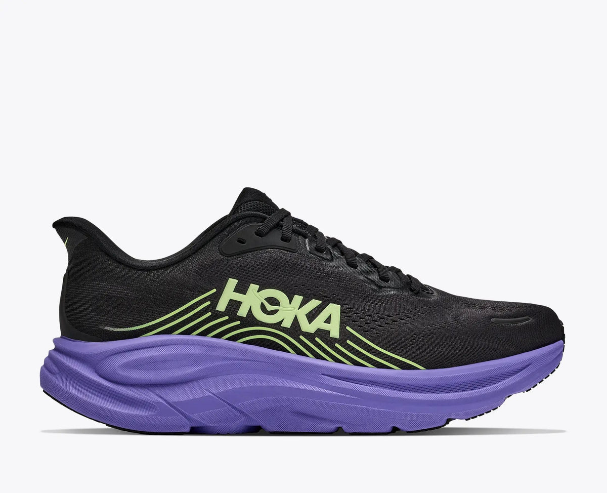 HOKA Bondi 8 Women's Men's Shoes | Black, Light Green & Purple Mesh Running Sneakers
