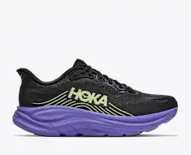 HOKA Bondi 8 Women's Men's Shoes | Black, Light Green & Purple Mesh Running Sneakers