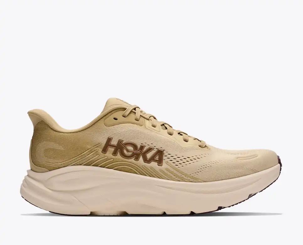 HOKA Bondi 8 Women's Men's Shoes | Cream & Beige Mesh Running Sneakers