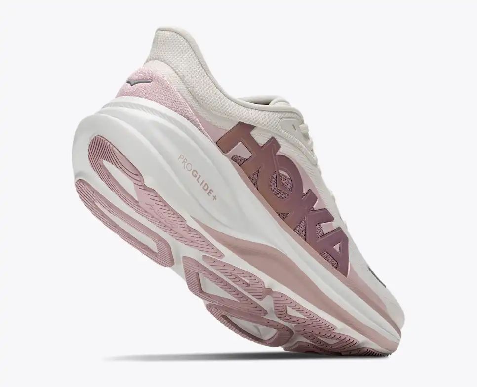 HOKA Bondi 8 Women's Men's Shoes | Off-White & Dusty Pink Mesh Running Sneakers