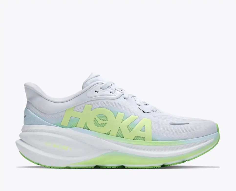 HOKA Bondi 8 Women's Men's Shoes | White & Light Green Mesh Running Sneakers