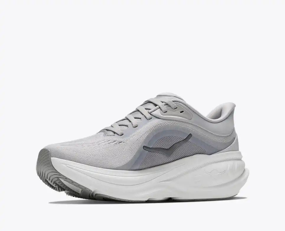 HOKA Pro Glide+ Women's Men's Shoes | Light Gray & White Mesh Running Sneakers