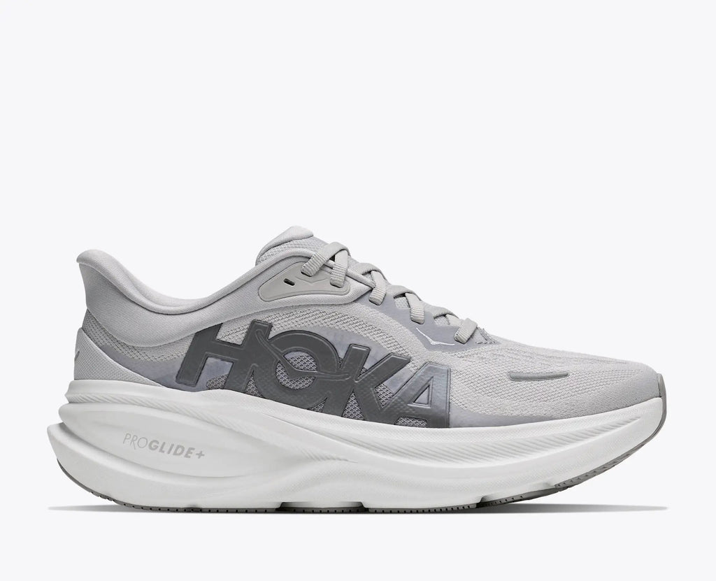 HOKA Pro Glide+ Women's Men's Shoes | Light Gray & White Mesh Running Sneakers