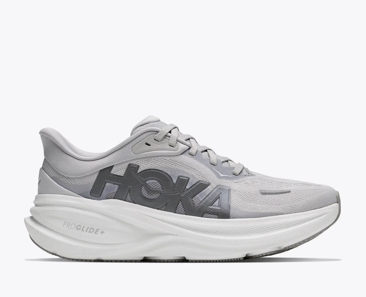 HOKA Pro Glide+ Women's Men's Shoes | Light Gray & White Mesh Running Sneakers