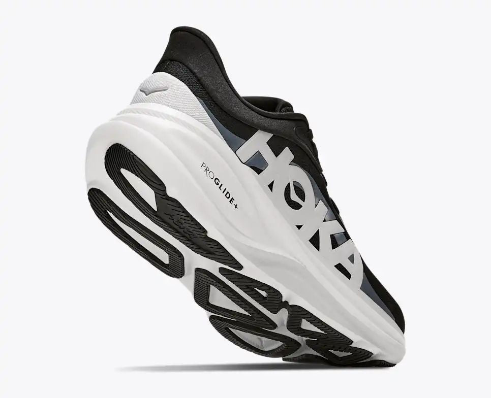 HOKA Pro Glide+ Women's Men's Shoes | Black & White Mesh Running Sneakers