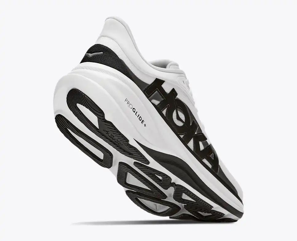 HOKA Pro Glide+ Women's Men's Shoes | White & Black Mesh Running Sneakers