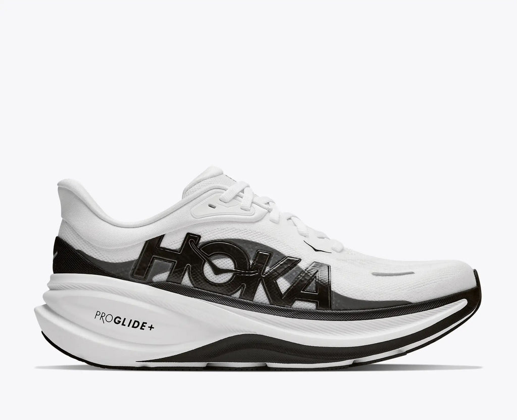 HOKA Pro Glide+ Women's Men's Shoes | White & Black Mesh Running Sneakers