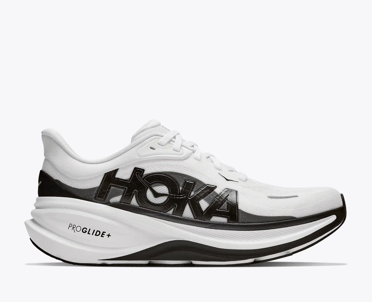 HOKA Pro Glide+ Women's Men's Shoes | White & Black Mesh Running Sneakers
