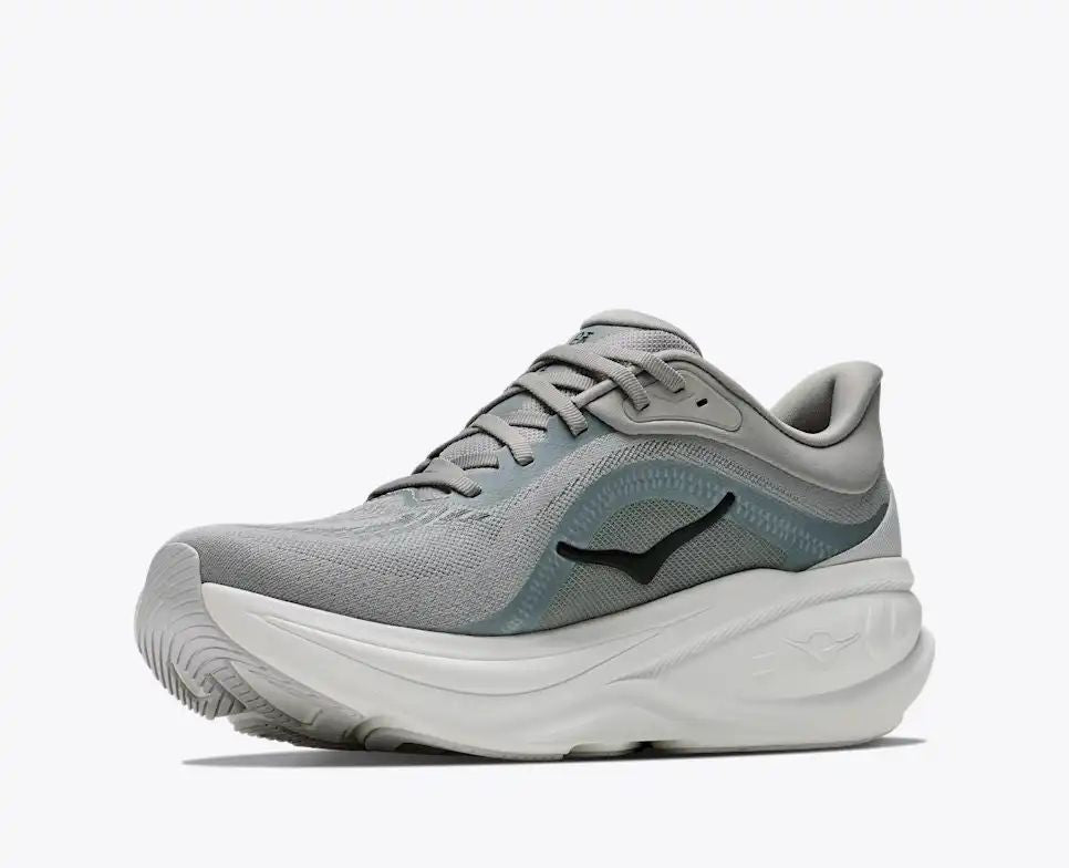 HOKA Pro Glide+ Women's Men's Shoes | Gray & White Mesh Running Sneakers