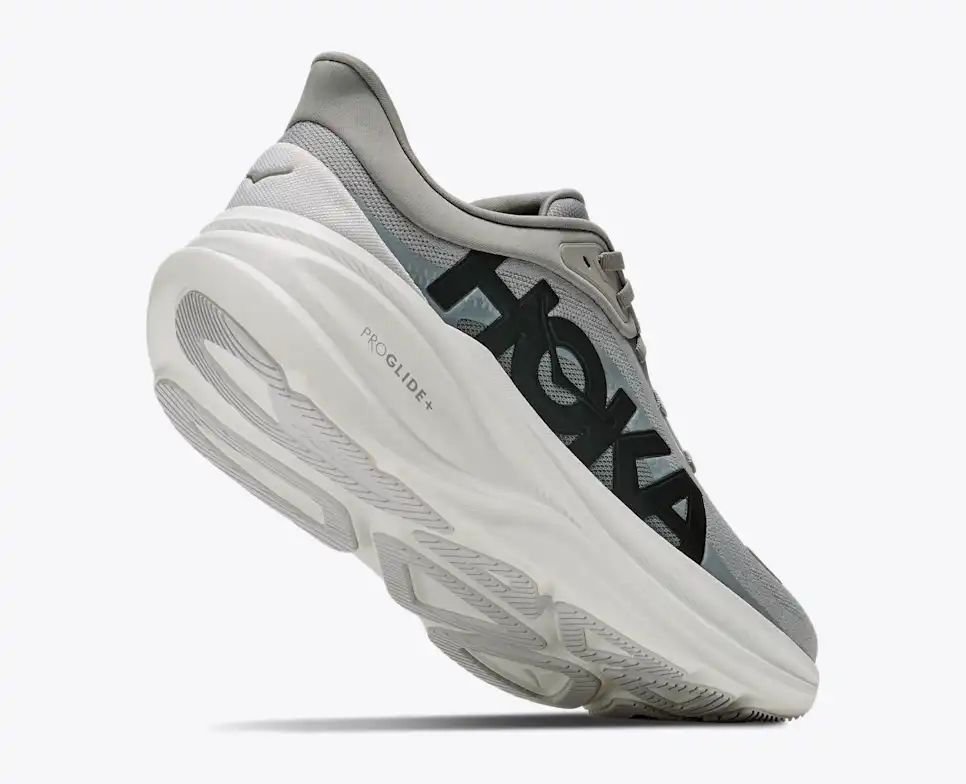 HOKA Pro Glide+ Women's Men's Shoes | Gray & White Mesh Running Sneakers