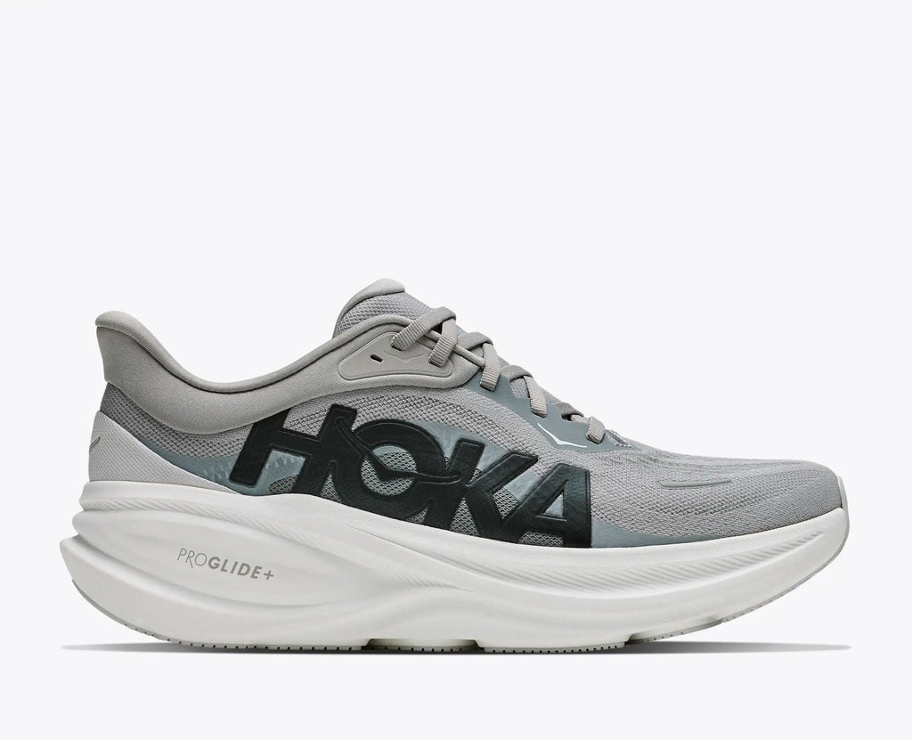 HOKA Pro Glide+ Women's Men's Shoes | Gray & White Mesh Running Sneakers