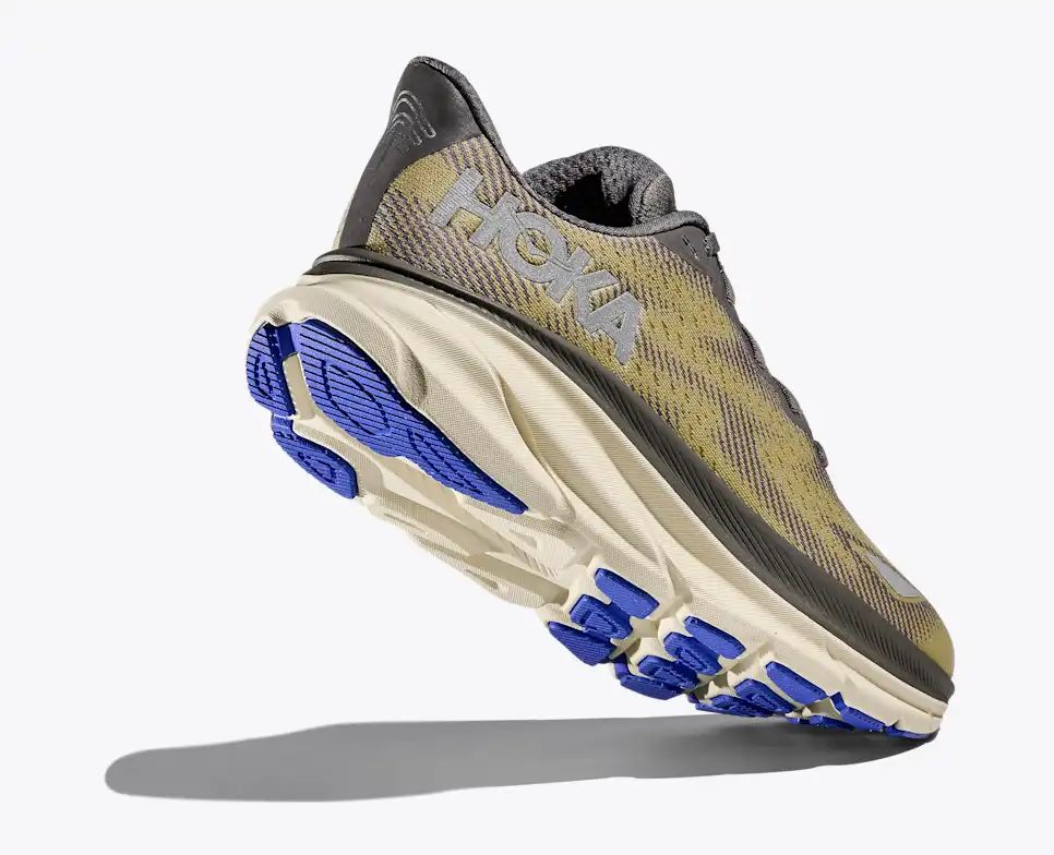 HOKA Clifton 9 GTX Women's Men's Shoes | Olive Brown & Blue Running Sneakers